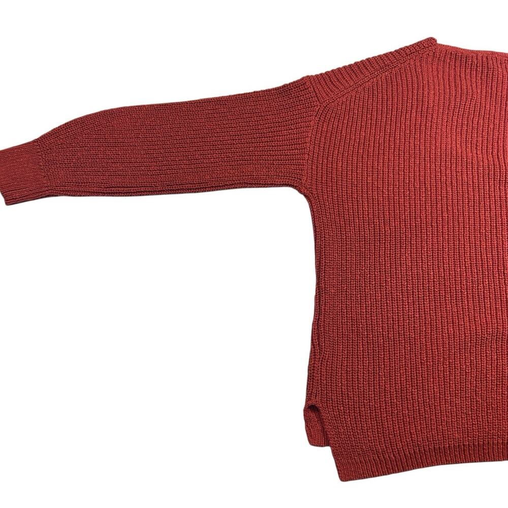 NWT Madewell Sz M Orange Ridgeton Pullover Textured Sweater Cotton Knit V-neck - Picture 6 of 13